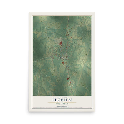 Map of Florien, Louisiana, 12 x 18 inch unframed archival matte print