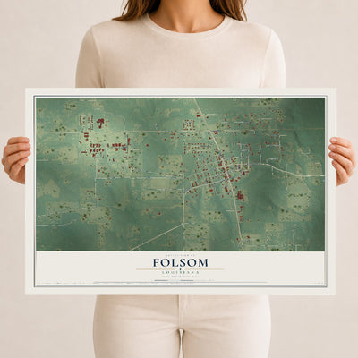 Map of Folsom, Louisiana, 12 x 18 inch unframed archival matte print