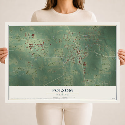 Map of Folsom, Louisiana, 18 x 24 inch unframed archival matte print