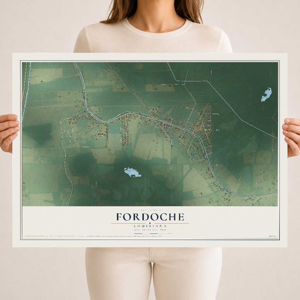 Map of Fordoche, Louisiana, 18 x 24 inch unframed archival matte print
