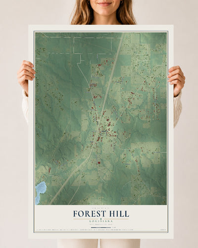Map of Forest Hill, Louisiana, 24 x 36 inch unframed archival matte print