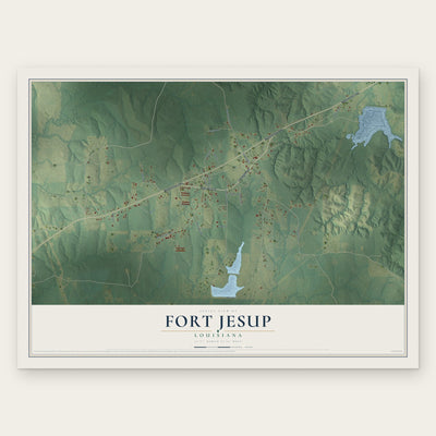 Fort Jesup, Louisiana map print, the full design
