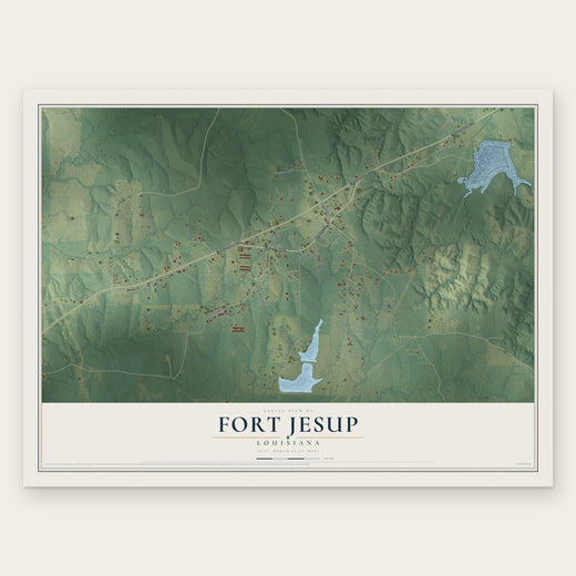 Fort Jesup, Louisiana map print, the full design