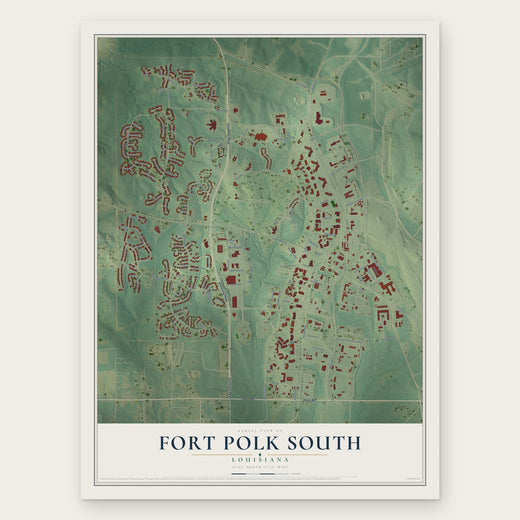Fort Polk South, Louisiana map print, the full design