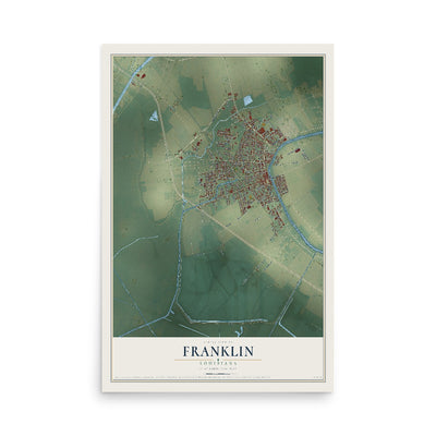 Map of Franklin, Louisiana, 12 x 18 inch unframed archival matte print