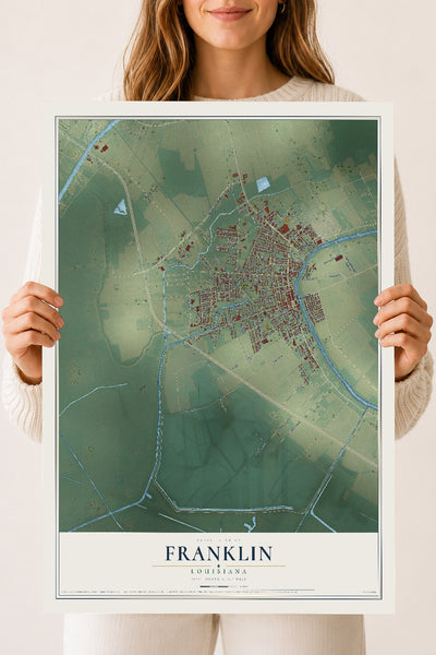 Map of Franklin, Louisiana, 18 x 24 inch unframed archival matte print