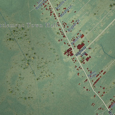 Second close-up of the map of French Settlement, Louisiana print showing more streets and buildings