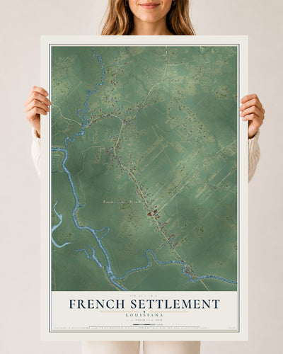 Map of French Settlement, Louisiana, 24 x 36 inch unframed archival matte print
