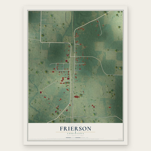 Frierson, Louisiana map print, the full design