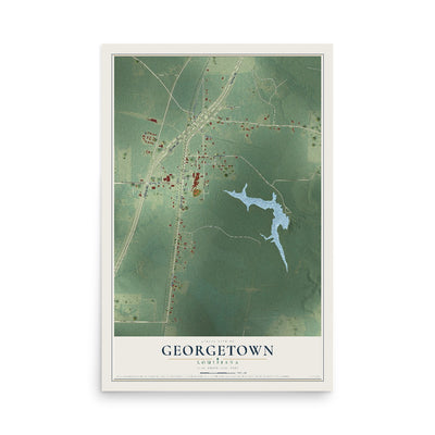 Map of Georgetown, Louisiana, 12 x 18 inch unframed archival matte print