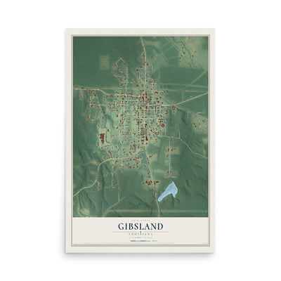 Map of Gibsland, Louisiana, 12 x 18 inch unframed archival matte print