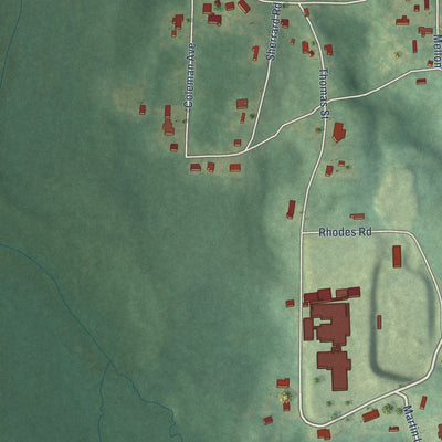 Second close-up of the map of Gibsland, Louisiana print showing more streets and buildings