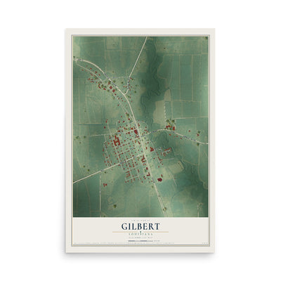 Map of Gilbert, Louisiana, 12 x 18 inch unframed archival matte print