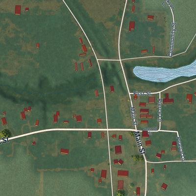 Close-up of the map of Gilliam, Louisiana print showing street and building detail