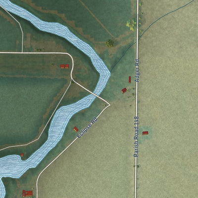 Second close-up of the map of Gilliam, Louisiana print showing more streets and buildings