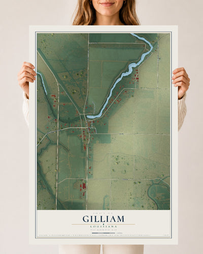 Map of Gilliam, Louisiana, 24 x 36 inch unframed archival matte print