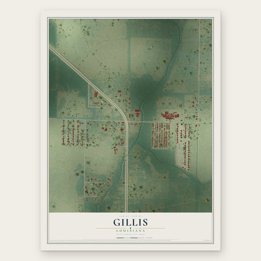 Gillis, Louisiana map print, the full design