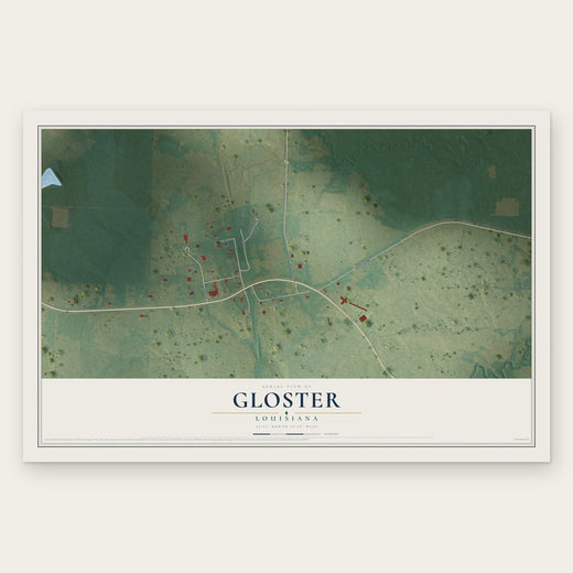 Gloster, Louisiana map print, the full design