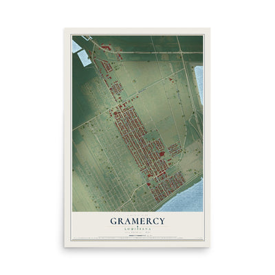 Map of Gramercy, Louisiana, 12 x 18 inch unframed archival matte print