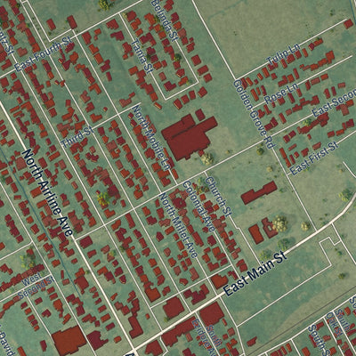 Close-up of the map of Gramercy, Louisiana print showing street and building detail