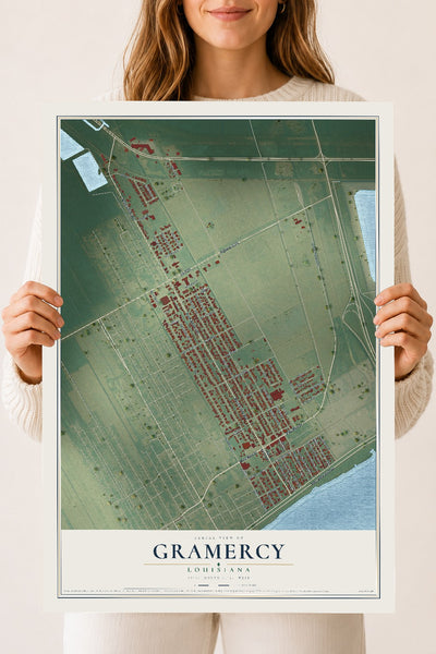 Map of Gramercy, Louisiana, 18 x 24 inch unframed archival matte print