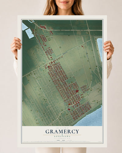 Map of Gramercy, Louisiana, 24 x 36 inch unframed archival matte print