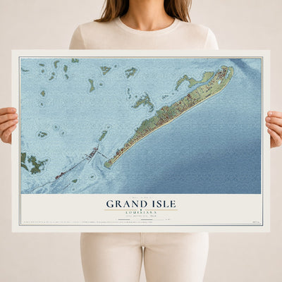 Map of Grand Isle, Louisiana, 18 x 24 inch unframed archival matte print