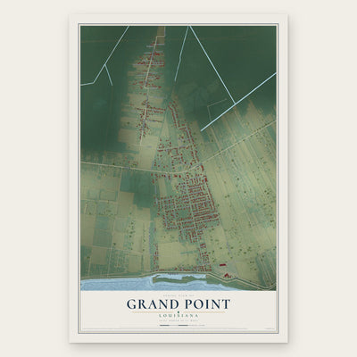 Grand Point, Louisiana map print, the full design