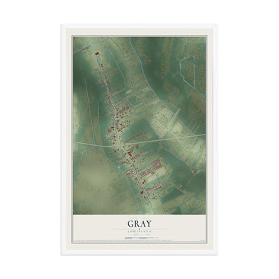 Map of Gray, Louisiana, 12 x 18 inch print in a white wood frame