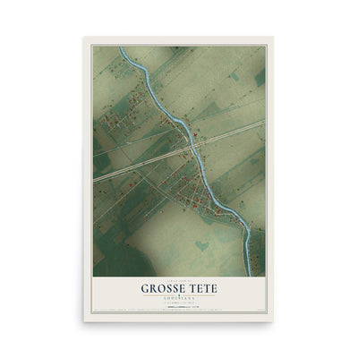 Map of Grosse Tete, Louisiana, 12 x 18 inch unframed archival matte print