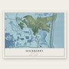 Hackberry, Louisiana map print, the full design