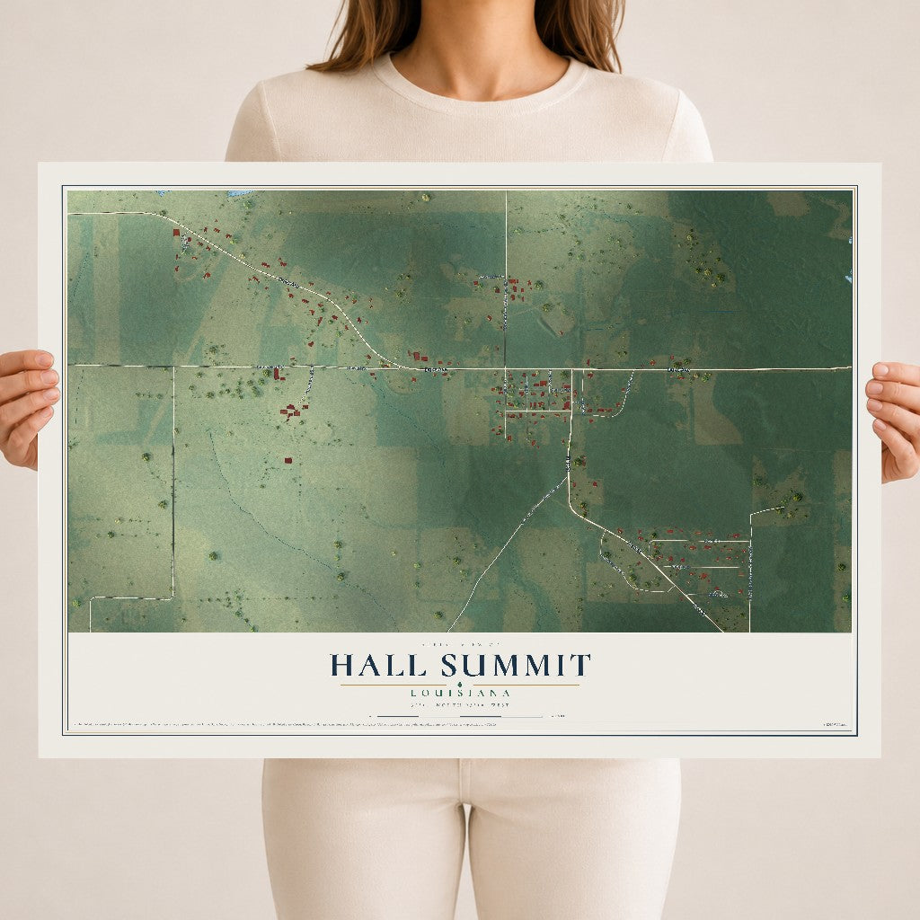 Map of Hall Summit, Louisiana, 18 x 24 inch unframed archival matte print