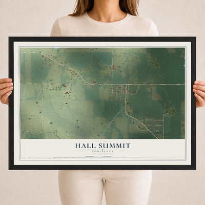 Map of Hall Summit, Louisiana, 18 x 24 inch print in a black wood frame
