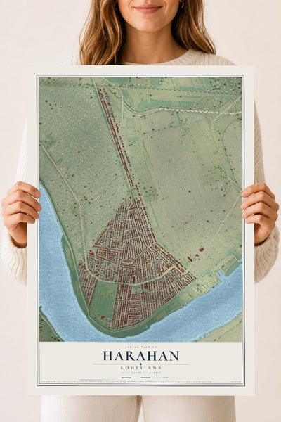 Map of Harahan, Louisiana, 18 x 24 inch unframed archival matte print