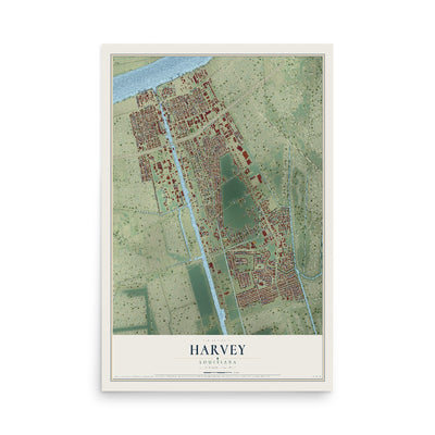 Map of Harvey, Louisiana, 12 x 18 inch unframed archival matte print