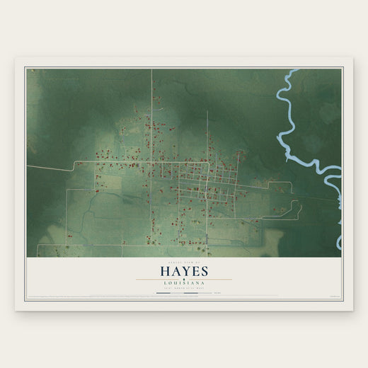 Hayes, Louisiana map print, the full design