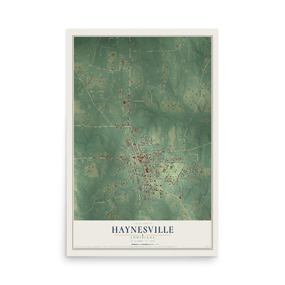 Map of Haynesville, Louisiana, 12 x 18 inch unframed archival matte print