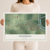 Map of Henderson, Louisiana, 12 x 18 inch unframed archival matte print