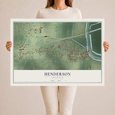 Map of Henderson, Louisiana, 24 x 36 inch unframed archival matte print