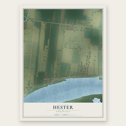 Hester, Louisiana map print, the full design