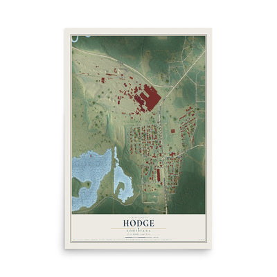 Map of Hodge, Louisiana, 12 x 18 inch unframed archival matte print