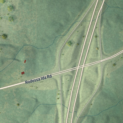 Second close-up of the map of Ida, Louisiana print showing more streets and buildings