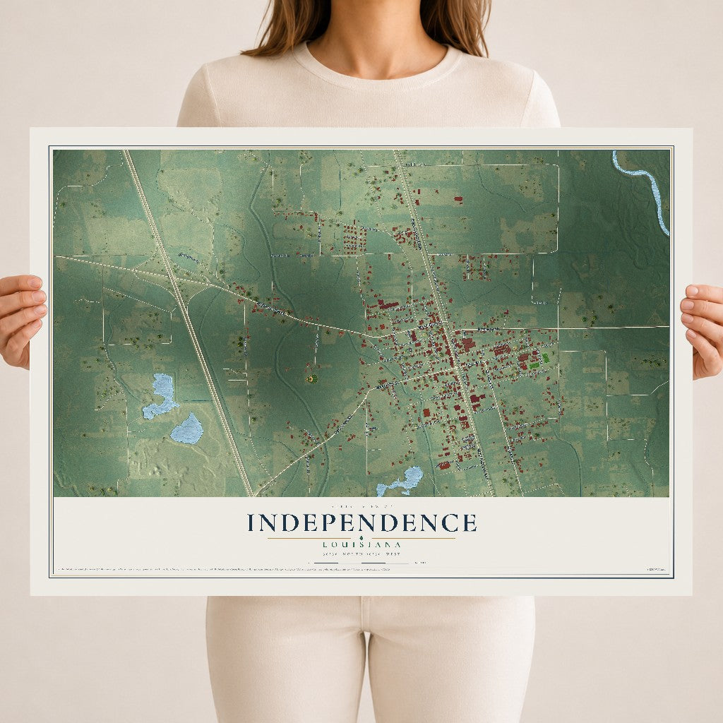 Map of Independence, Louisiana, 18 x 24 inch unframed archival matte print