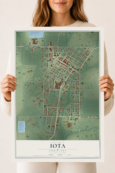 Map of Iota, Louisiana, 18 x 24 inch unframed archival matte print