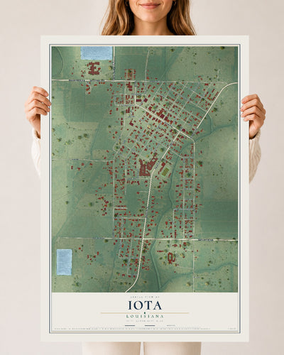 Map of Iota, Louisiana, 24 x 36 inch unframed archival matte print