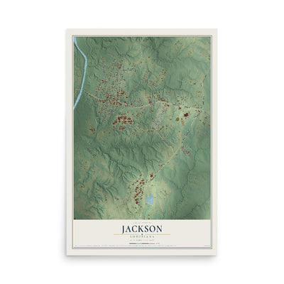 Map of Jackson, Louisiana, 12 x 18 inch unframed archival matte print