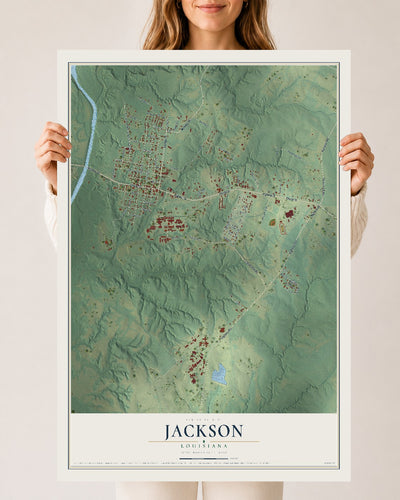 Map of Jackson, Louisiana, 24 x 36 inch unframed archival matte print