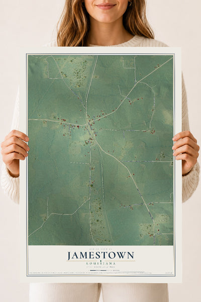 Map of Jamestown, Louisiana, 18 x 24 inch unframed archival matte print