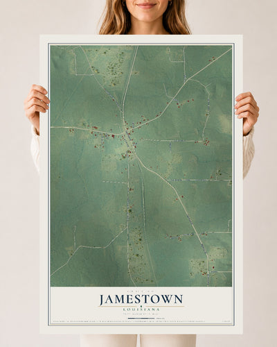 Map of Jamestown, Louisiana, 24 x 36 inch unframed archival matte print