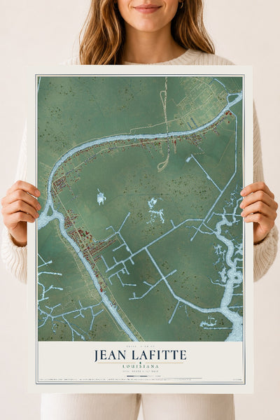 Map of Jean Lafitte, Louisiana, 18 x 24 inch unframed archival matte print